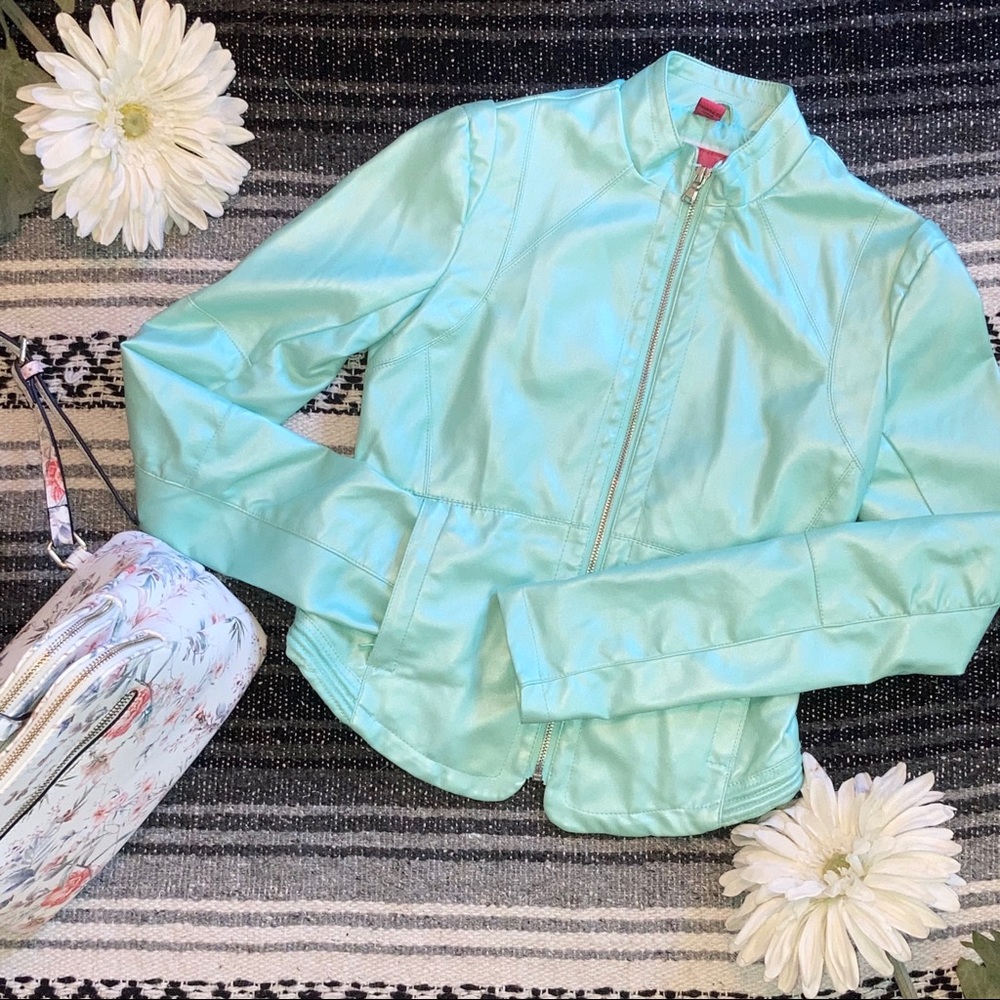 Mint Faux Leather Jacket
